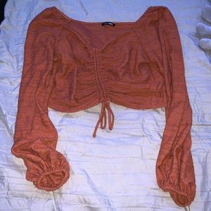 RUCHED CROPPED LONG SLEEVE SHIRT 💋